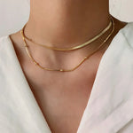 Load image into Gallery viewer, 14k Herringbone & Satellite Chain Necklace Stack