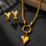 Load image into Gallery viewer, Rope Chain Anchor Clasp Heart Necklace and Earring Set