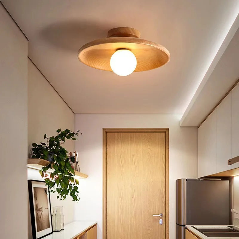 Simple Modern Wooden Flush Mount Ceiling Light