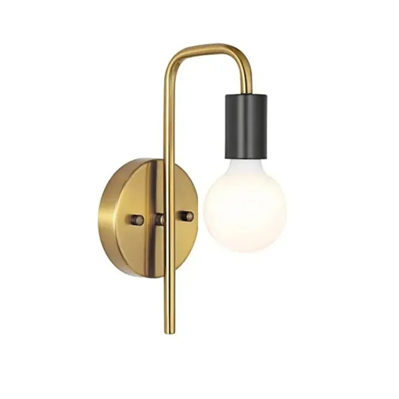 Simple Nordic Energy Effecient Black & Gold Iron Wall Light