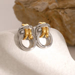 Load image into Gallery viewer, Two Tone Ring Knot Earrings