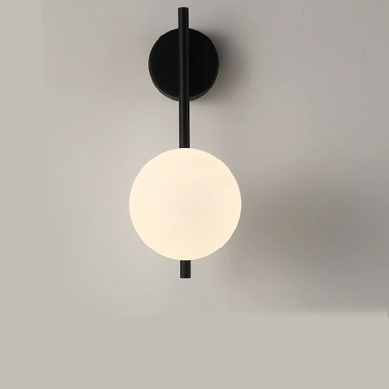 Modern Black & Gold Glass Ball Indoor Wall Sconces