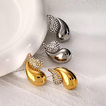 Load image into Gallery viewer, 18k Diamond Accented Double Droplet Earrings