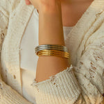 Load image into Gallery viewer, 18k Triple Ribbed Bangle Bracelet