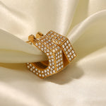 Load image into Gallery viewer, 18k Geometric Diamond Accented Earrings