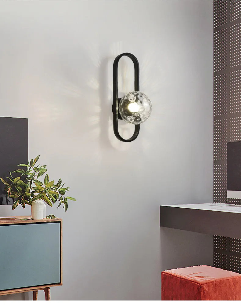 Minimalist Glass Globe Indoor Wall Light Fixture
