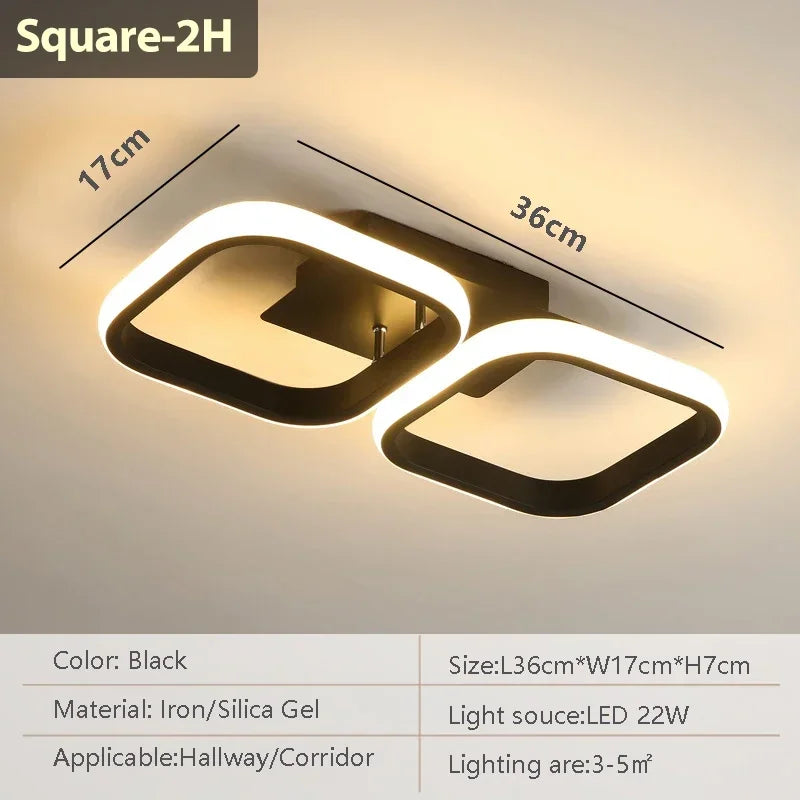 Minimalist Black Square Interior Ceiling Light in Black