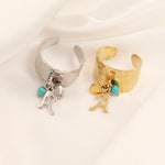 Load image into Gallery viewer, Dainty Adjustable Letter Initial & Heart Pendant Ring