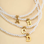 Load image into Gallery viewer, Elegant Gold Accented Pearl Letter Initial Necklace