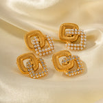 Load image into Gallery viewer, 18k Textured Dual Squircle Earrings