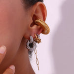 Load image into Gallery viewer, Dainty Two Tone C Hoop Wrapped Earrings