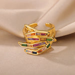 Load image into Gallery viewer, Geometric Claw Scattered Diamond Ring