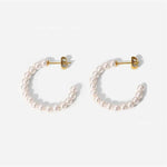 Load image into Gallery viewer, Elegant C Hoop Pearl Earrings