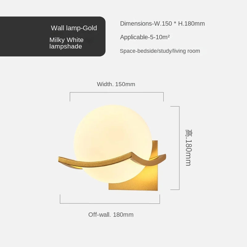 Modern Gold Glass Ball Indoor Wall Light
