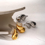 Load image into Gallery viewer, 18k Diamond Accented Double Droplet Earrings
