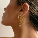 Load image into Gallery viewer, 18k Geometric Diamond Accented Earrings