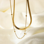 Load image into Gallery viewer, 14k Herringbone & Satellite Chain Necklace Stack