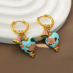 Load image into Gallery viewer, Dainty Floral Pastel Heart Hoop Huggie Earrings