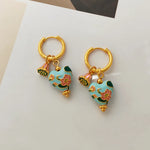 Load image into Gallery viewer, Dainty Floral Pastel Heart Hoop Huggie Earrings