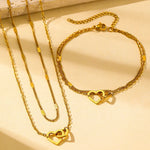 Load image into Gallery viewer, Dainty Curb & Chain Link Dual Heart Necklace and Bracelet Set