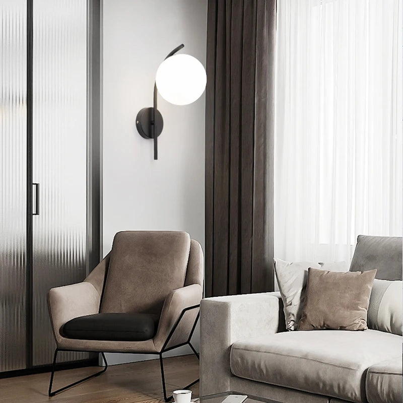 Modern LED Wall Lamps Lighting with Glass Ball for Bedroom Living Room