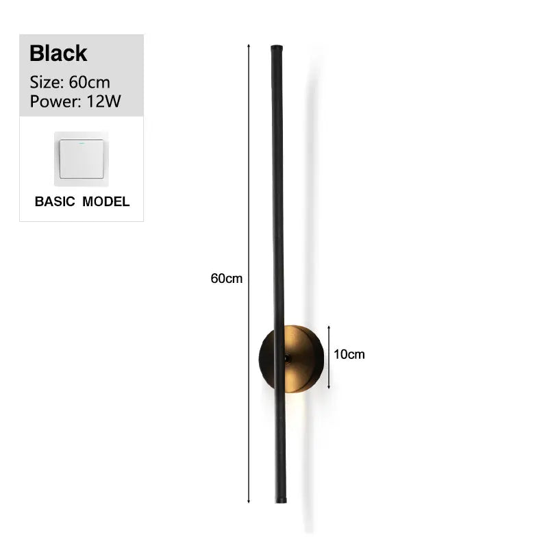 Modern Black 360° Rotatable LED Wall Lamp with Touch Switch