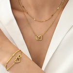 Load image into Gallery viewer, Dainty Curb & Chain Link Dual Heart Necklace and Bracelet Set