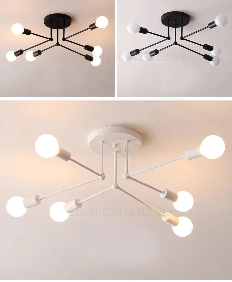 Wrought Iron Flush-Mount Ceiling Light Fixture