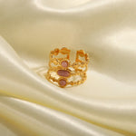 Load image into Gallery viewer, 18k Triple Rose Stone Ring Stack