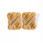 Load image into Gallery viewer, Chunky Two Tone Wavy Square Earrings
