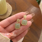 Load image into Gallery viewer, Geometric Square Jade Earrings