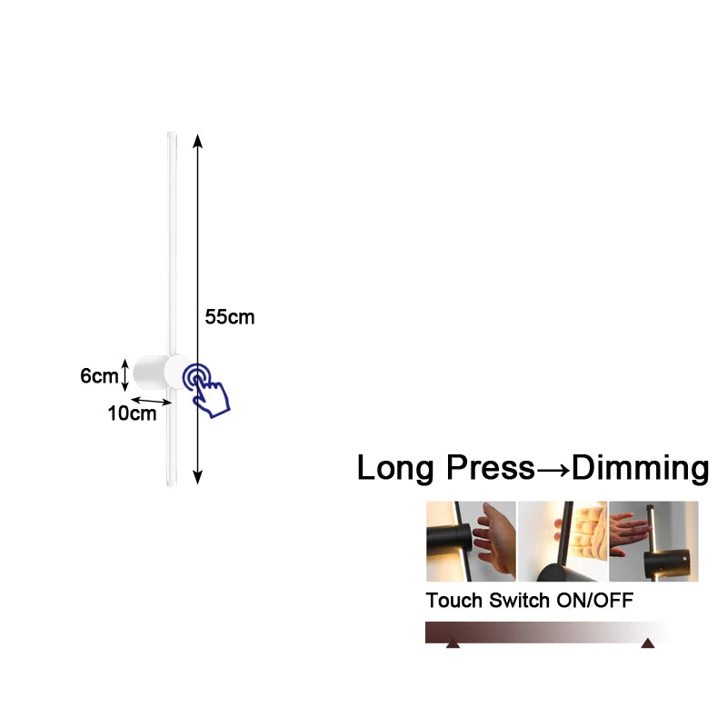 360° Rotatable Touch Dimmable LED Wall Sconce for Bedside & Living Spaces