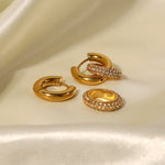 Load image into Gallery viewer, 18k Dainty Huggie Diamond Dangle Earrings