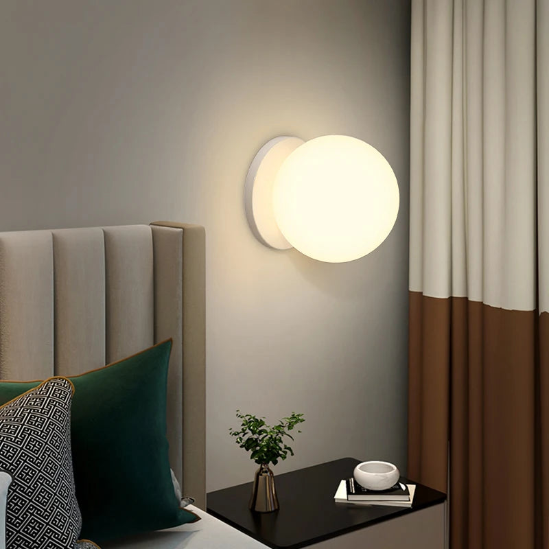 Modern LED Wall Lamps Lighting with Glass Ball for Bedroom Living Room
