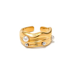Load image into Gallery viewer, Textured Pearl & Diamond Accented Ring