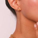 Load image into Gallery viewer, 18k Dainty Circle Tassel Earrings