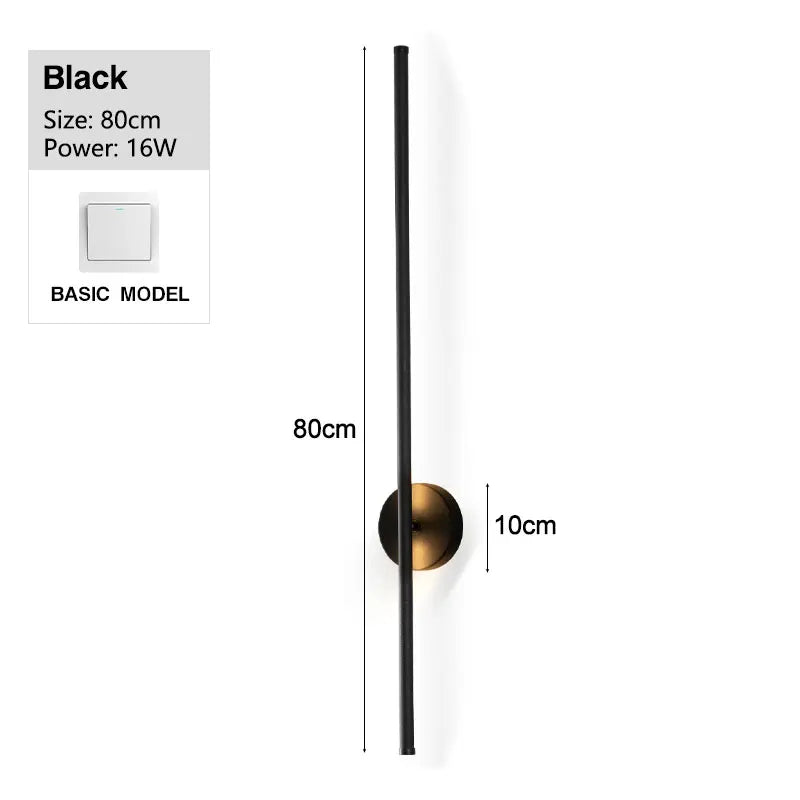 Modern Black 360° Rotatable LED Wall Lamp with Touch Switch