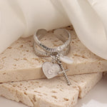 Load image into Gallery viewer, Dainty Cross & Heart Initial Ring