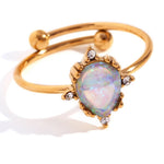 Load image into Gallery viewer, Adjustable Diamond Accented Opal Iridescent Rings