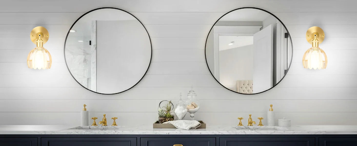 Retro Petal Glass Wall Lamp With Remote Control & Rechargeable Bulb