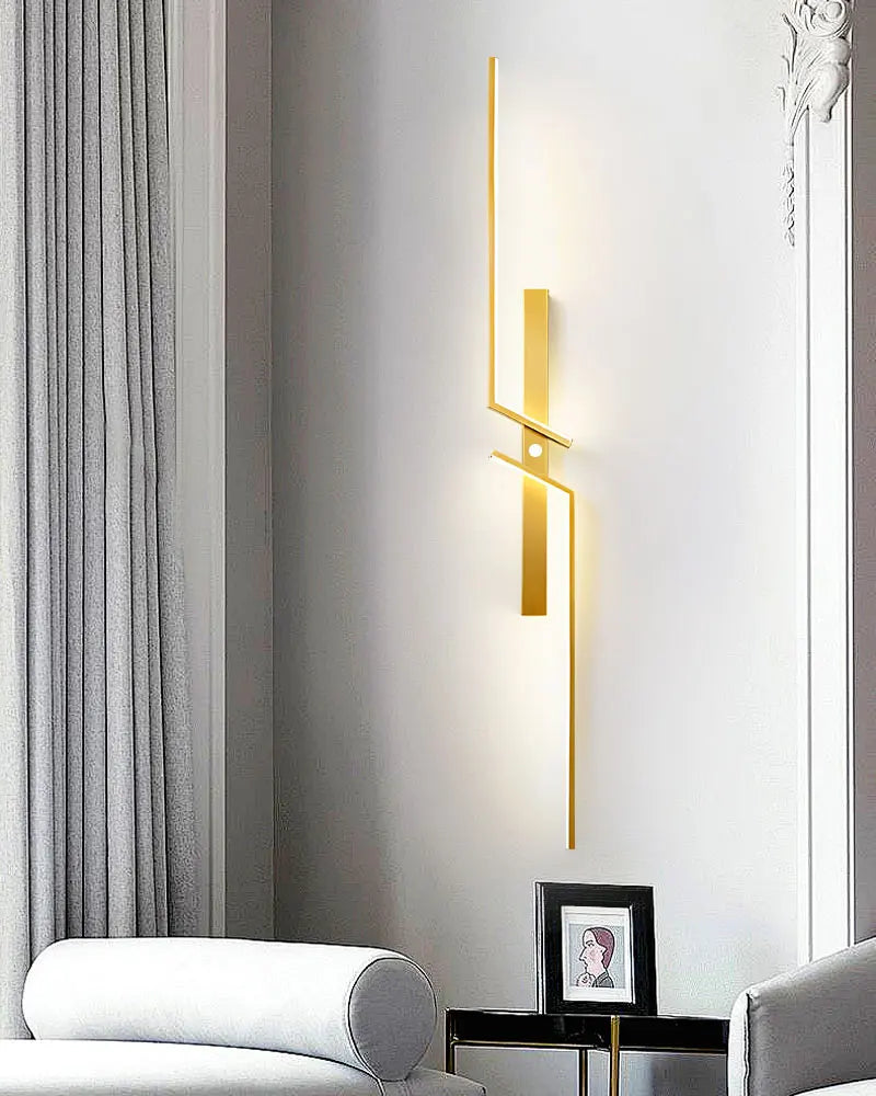 Motion Sensor Enabled Contemporary Wall Light Sconce in Black & Gold