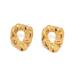 Load image into Gallery viewer, 18k Textured Open Irregular Circle Earrings