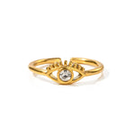 Load image into Gallery viewer, Adjustable 18k Diamond Center Evil Eye Ring