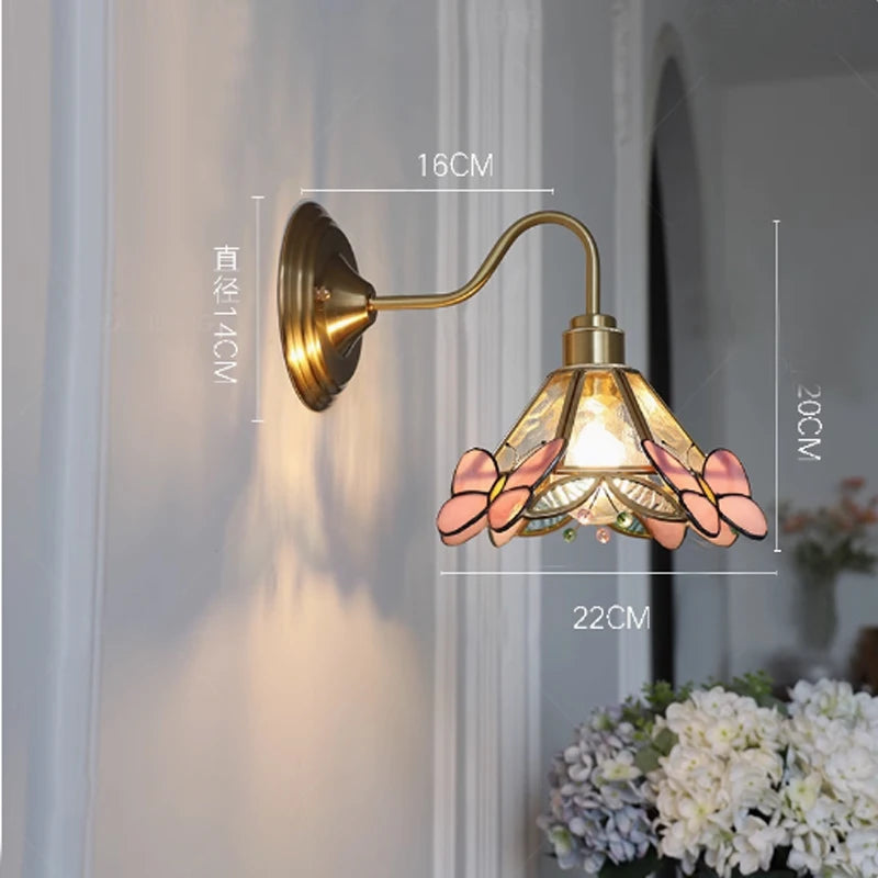 Retro Copper Tiffany Wall Lamp Light Fixture