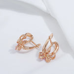 Load image into Gallery viewer, Classy Floral Pink Diamond Earrings