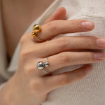 Load image into Gallery viewer, 18k Bold Two Ball Open Ring
