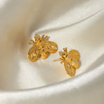 Load image into Gallery viewer, Dainty Gold Queen Bee Stud Earrings