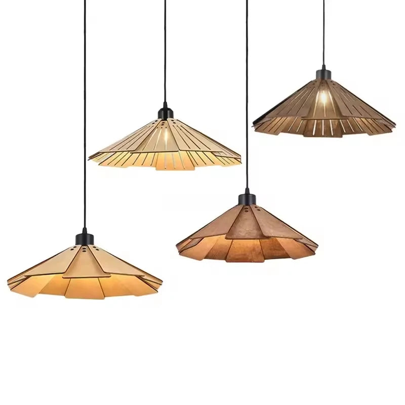 Wabi-Sabi Style Wood Pendant Light Fixture