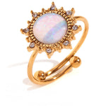 Load image into Gallery viewer, Adjustable Diamond Accented Opal Iridescent Rings
