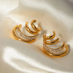 Load image into Gallery viewer, 18k Quad Half Hoops Stud Earrings